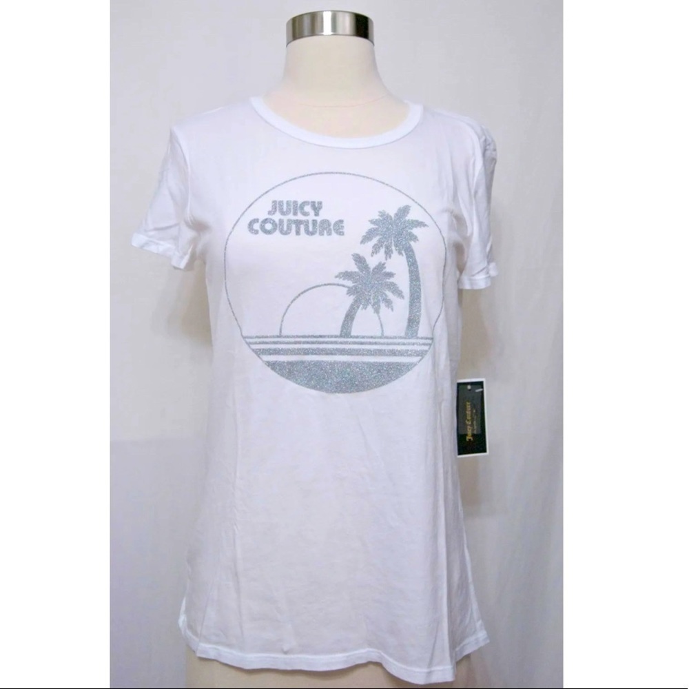 ORIGINAL Juicy Couture White Sparkle Smashball
Tee Top Tshirt Small Medium NWT